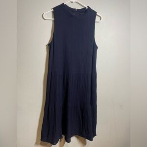 Nine West Navy Blue Tiered Gauze Sleeveless Dress. Size 10